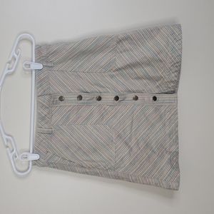 Pilcro And The Letterpress Rainbow Striped Denim Skirt